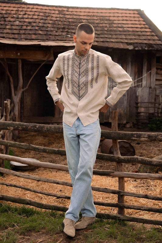 MEN’S VYSHYVANKA IN USA/LIEN EMBROIDERY SHIRT FOR MEN