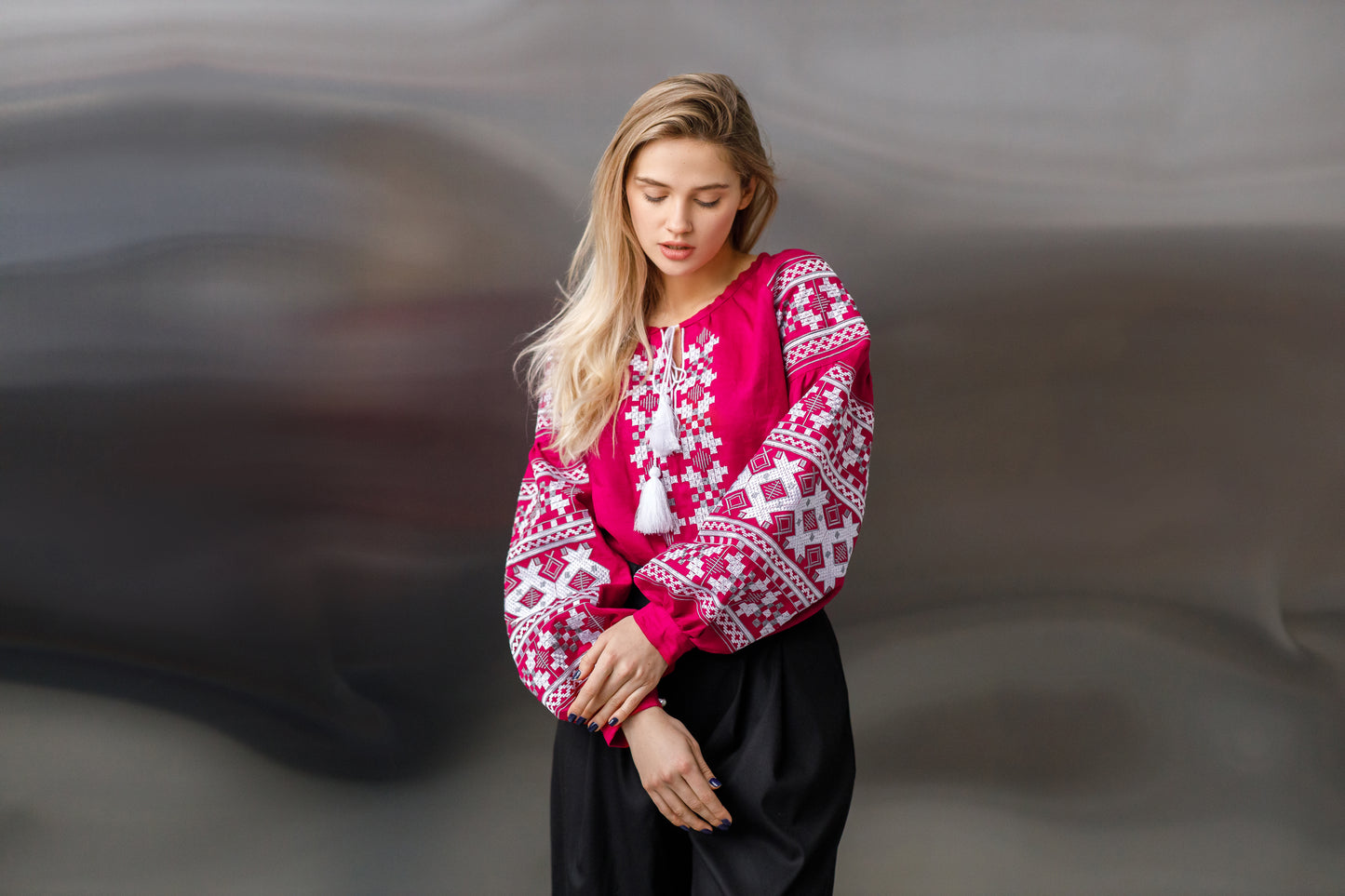 EMBROIDERED LIEN BLOUSE/VYSHYVANKA IN USA/ VYSHYTA SOROCHKA/UKRAINIAN VYSHYVANKA
