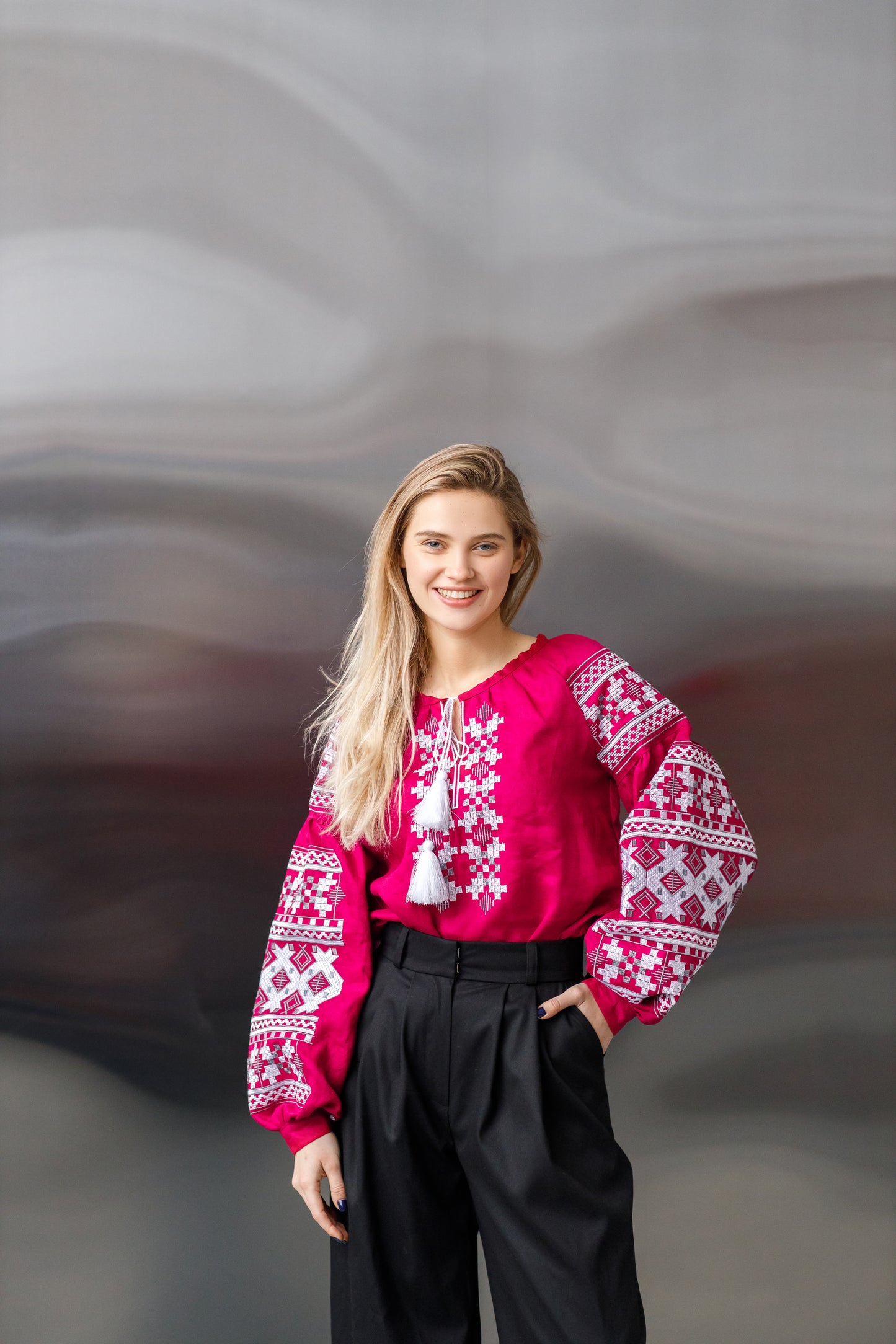 EMBROIDERED LIEN BLOUSE/VYSHYVANKA IN USA/ VYSHYTA SOROCHKA/UKRAINIAN VYSHYVANKA