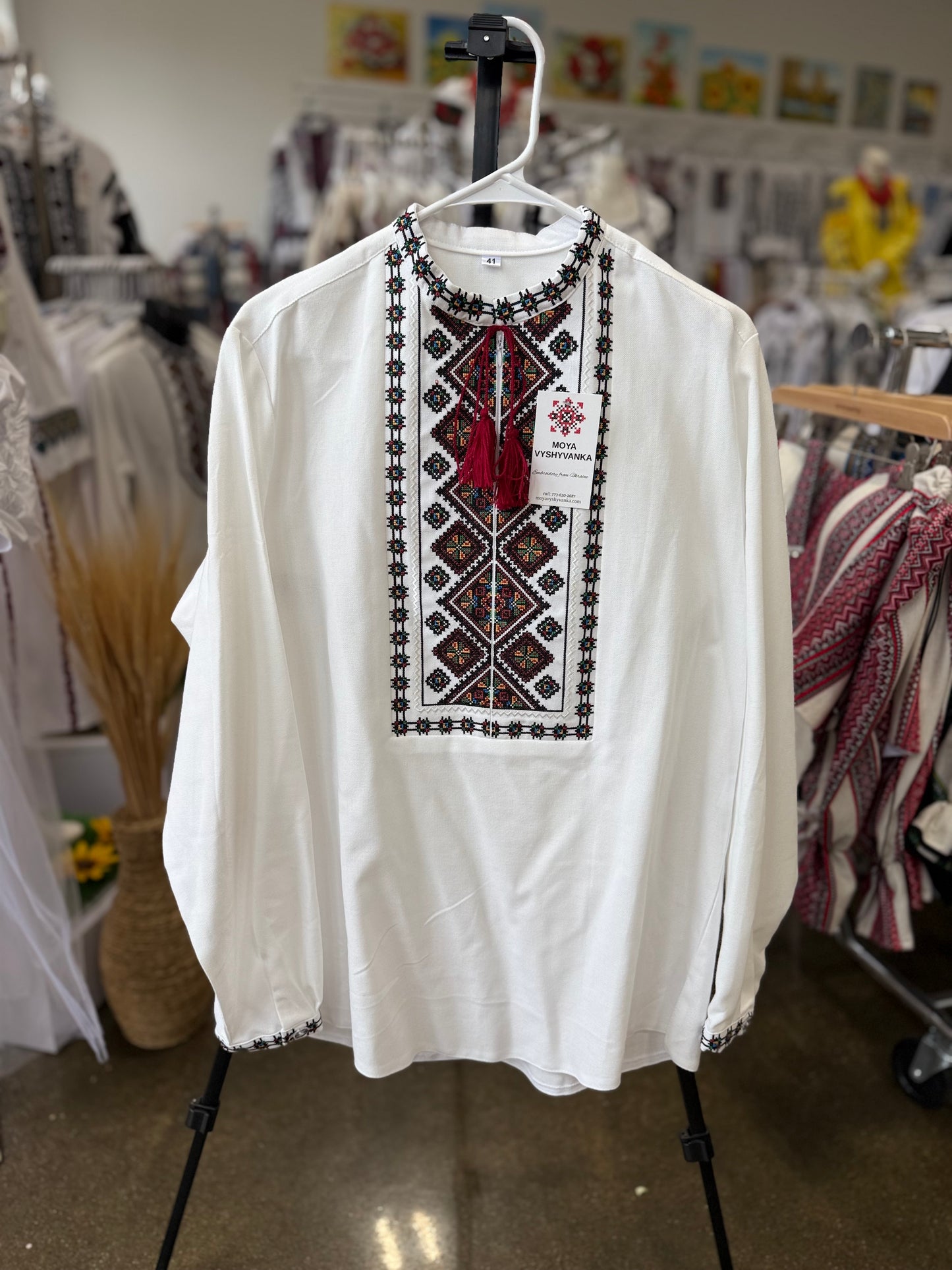 Men’s Embroidered Cotton Vyshyvanka Shirt-Traditional Ukrainian Sorochka