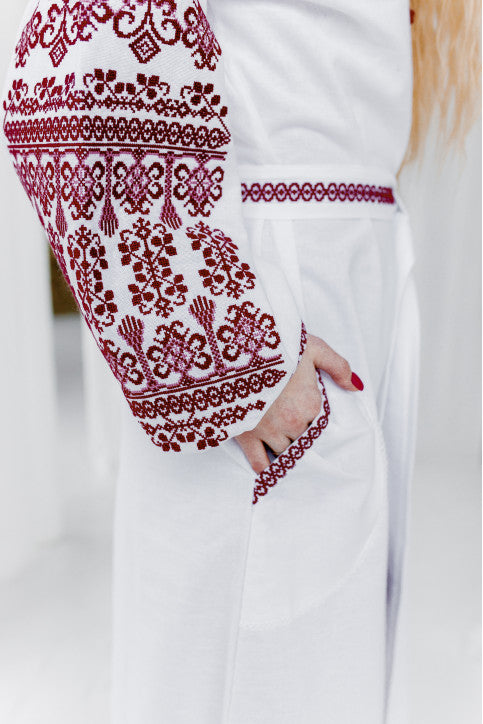 LONG WOMEN'S EMBROIDERED DRESS "ZLATA WHITE"
