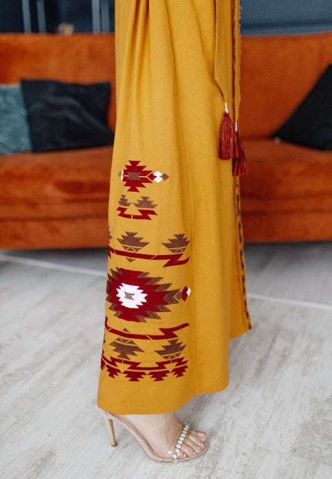 UKRAINIAN VYSHYVANKA/WOMEN'S EMBROIDERY LONG UKRAINIAN DRESS "KALEYDOSKOP"